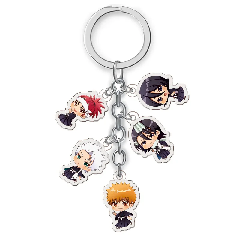 5 в 1 Аниме отбеливатель брелок Модный японский мультфильм Kurosaki Ichigo акриловая