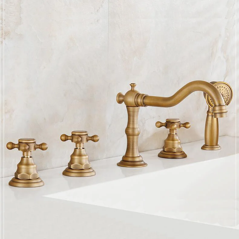 New arrival high quality total brass antique classic 5pcs Deck-Mounted bathroom bathtub faucet set Tub Filler Faucet Mixer Taps
New arrival high quality total brass antique classic 5pcs Deck-Mounted bathroom bathtub faucet set Tub Filler Faucet Mixer Taps