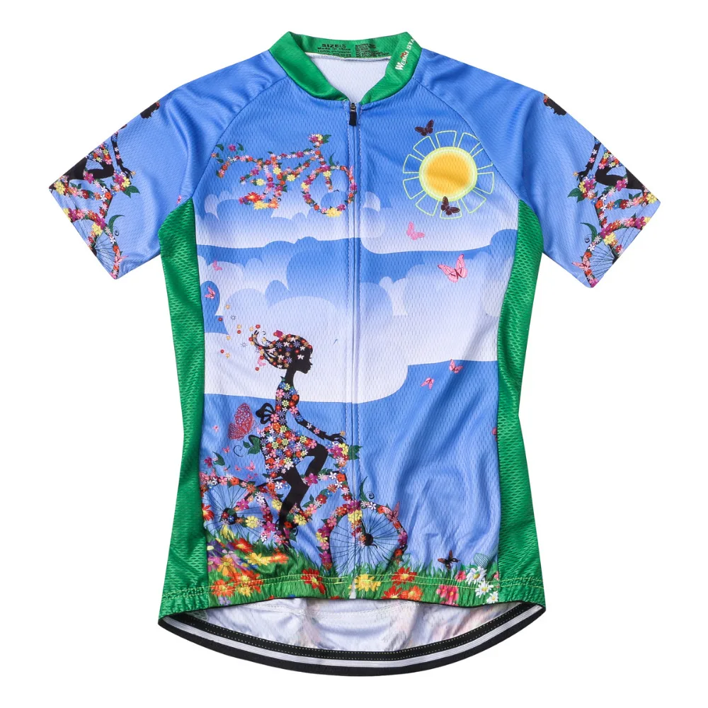 Синяя рубашка с цветами для езды на велосипеде Джерси WEIMOSTAR женские летние