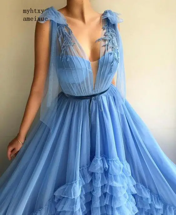 Luxury Blue Long Evening Cheap Dress 2020 Sexy Deep Tiered Bottom Tulle Formal Party Robe De Soiree With Belt Gowns For Women
Luxury Blue Long Evening Cheap Dress 2020 Sexy Deep Tiered Bottom Tulle Formal Party Robe De Soiree With Belt Gowns For Women