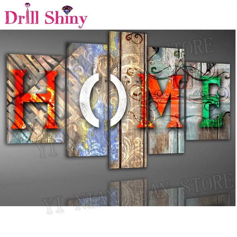 5pcs" Home" Drill 5D Diy Diamond Painting Mosaic Resin Embroidery pattern wall arts 3D Cross Stitch Kits room decoration gifts
5pcs" Home" Drill 5D Diy Diamond Painting Mosaic Resin Embroidery pattern wall arts 3D Cross Stitch Kits room decoration gifts