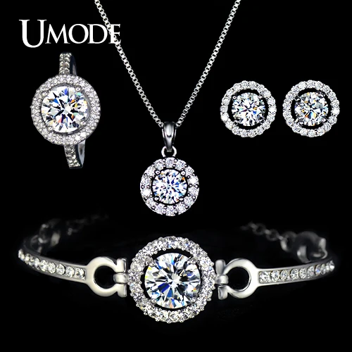 UMODE Nice Ladies Jewelry Set Including Charm Bracelet, Cute CZ Earrings Bague Femme Chain Pendant Necklace Wedding Ring US0013
UMODE Nice Ladies Jewelry Set Including Charm Bracelet, Cute CZ Earrings Bague Femme Chain Pendant Necklace Wedding Ring US0013