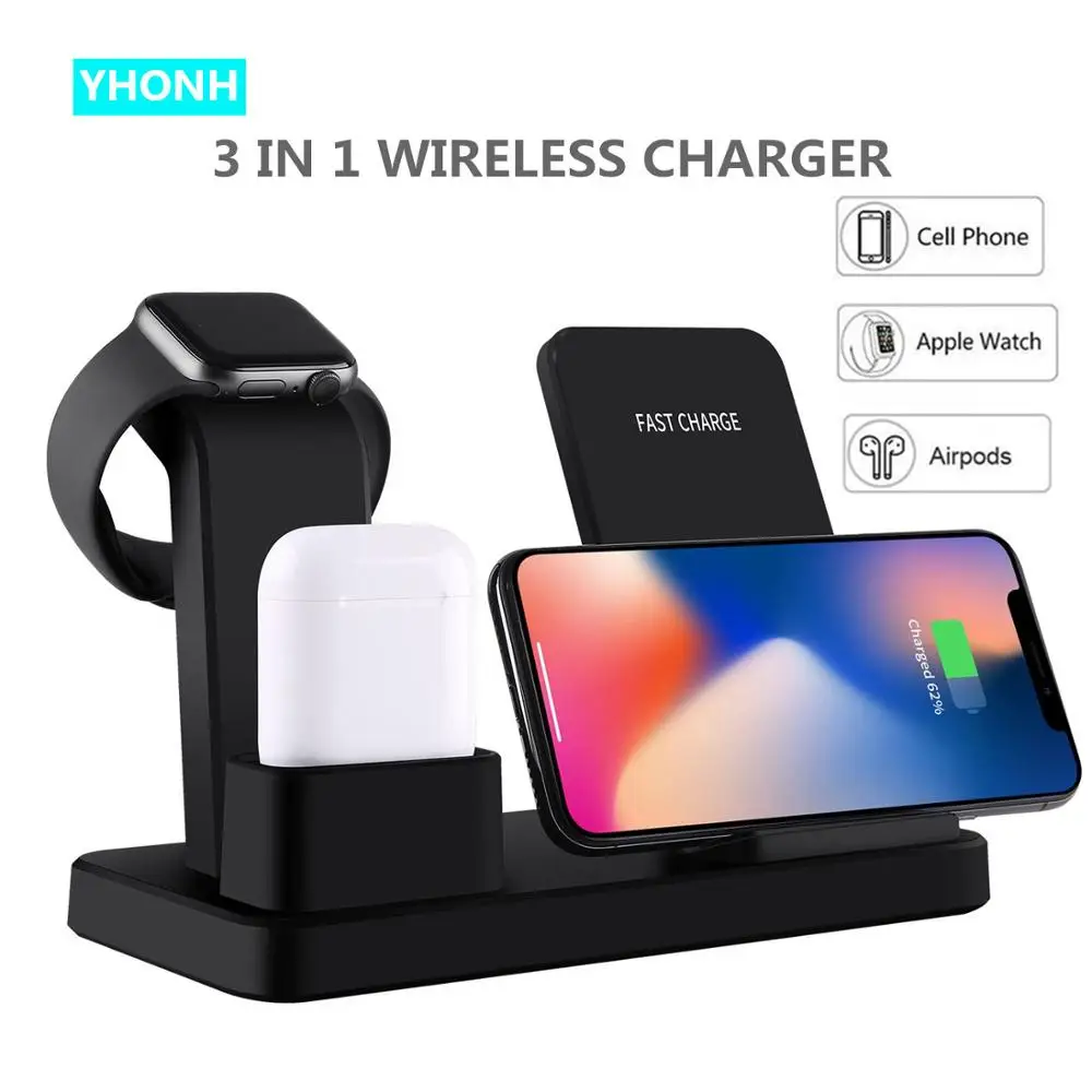 YHONH 10W 3 in 1 Fast Wireless Charger Stand Charging Station Compatible for Apple Watch 4/3/2/1,Airpods, iPhone
YHONH 10W 3 in 1 Fast Wireless Charger Stand Charging Station Compatible for Apple Watch 4/3/2/1,Airpods, iPhone