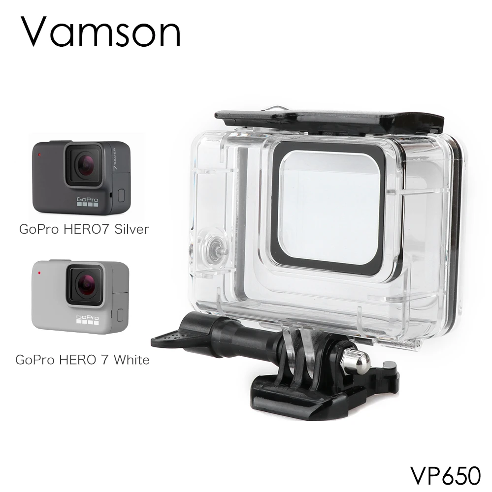 Водонепроницаемый чехол Vamson для Go pro Hero 7, серебристый/белый защитный чехол для дайвинга с креплением на 60 м, аксессуары для камеры VP650
Водонепроницаемый чехол Vamson для Go pro Hero 7, серебристый/белый защитный чехол для дайвинга с креплением на 60 м, аксессуары для камеры VP650