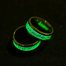 Stainless Steel Music Stave Luminous Rings Men Jewelry Fluorescent Glowing Inlay Music Letter Rings For Women Jewelry
