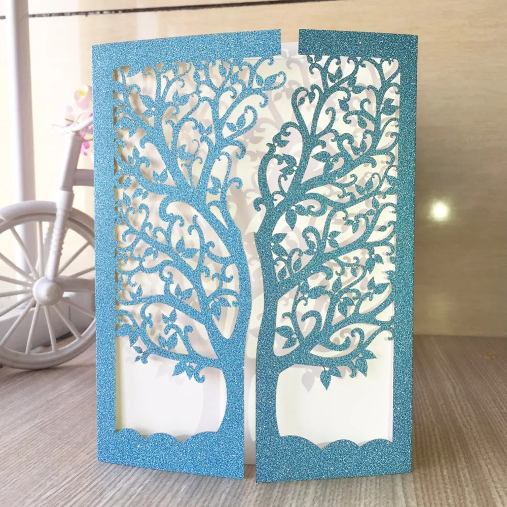 30Pcs/lot Free Shipping Romantic Shinny Glitter Blue &gold Wedding Invitation Card Hot Sale Delicate Carved Tree Pattern
30Pcs/lot Free Shipping Romantic Shinny Glitter Blue &gold Wedding Invitation Card Hot Sale Delicate Carved Tree Pattern