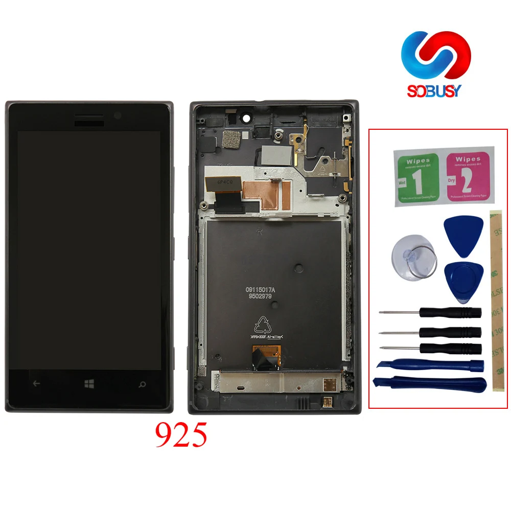 Оригинальный супер AMOLED LCD для NOKIA Lumia 925 сенсорный экран дигитайзер + рамка Замена