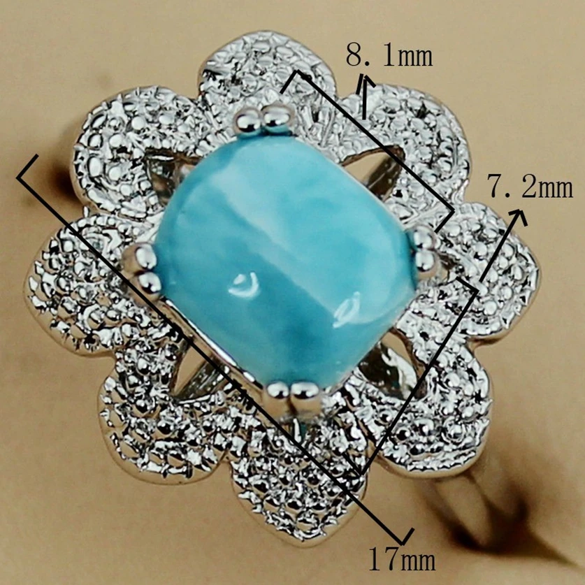Fleure Esme Larimar Vintage Engagement Wedding rings jewelery for women accessories dropshipping Rhodium Plated R3532 size 6 7 8 | Украшения