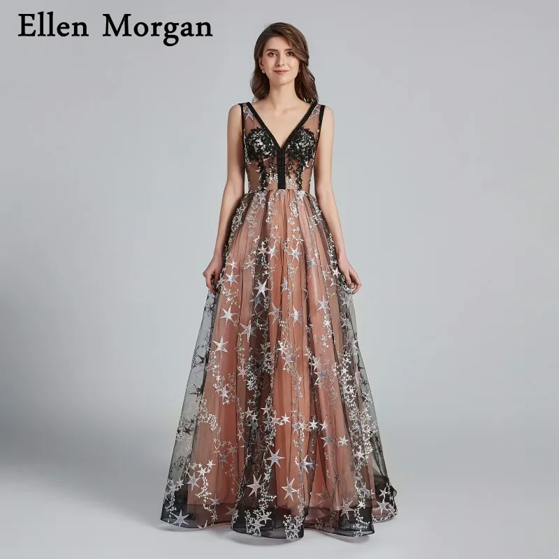 Sexy See Through Evening Dresses 2019 Pattern Star Tulle Lace V Neck Lace up Corset Floor Length Court Train Long Prom Gowns
Sexy See Through Evening Dresses 2019 Pattern Star Tulle Lace V Neck Lace up Corset Floor Length Court Train Long Prom Gowns