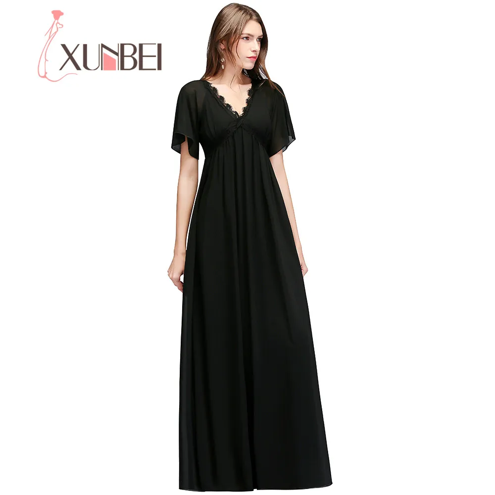 Xunbei Sexy V Neck A Line Ladies Evening Dresses Short Sleeve Floor Length Classic Black Women Party Dress Chiffon Evening Gowns
Xunbei Sexy V Neck A Line Ladies Evening Dresses Short Sleeve Floor Length Classic Black Women Party Dress Chiffon Evening Gowns