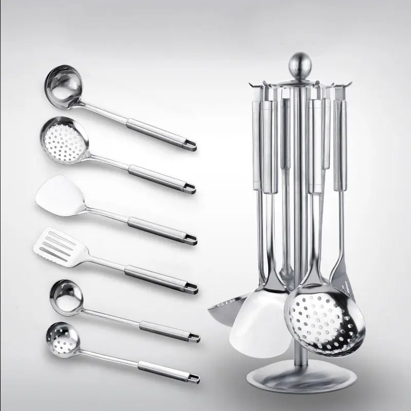 Stainless Steel Kitchen Utensils Full 6 Piece Cooking Utensil Spatula,Spoon Set With Rotating Holder Cooking Portable Tools
Stainless Steel Kitchen Utensils Full 6 Piece Cooking Utensil Spatula,Spoon Set With Rotating Holder Cooking Portable Tools