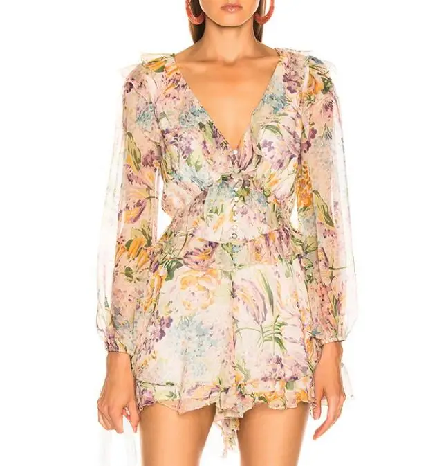 2019 Summer Newest Beach Style Woman Jumpsuits Floral Printed Long Sleeve High-waist Jumpsuit Sexy V-neck Ladis Clothes
2019 Summer Newest Beach Style Woman Jumpsuits Floral Printed Long Sleeve High-waist Jumpsuit Sexy V-neck Ladis Clothes