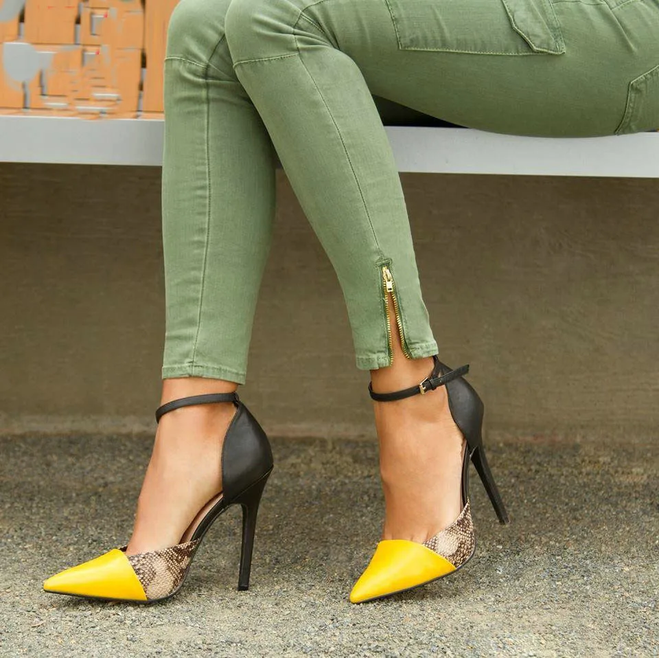 Women Shoes 2019 High Heels Serpentine Pattern Yellow Pointed Thin Normal Size Shoes Party Wedding Shoes Ankle Strap Plus Size
Women Shoes 2019 High Heels Serpentine Pattern Yellow Pointed Thin Normal Size Shoes Party Wedding Shoes Ankle Strap Plus Size