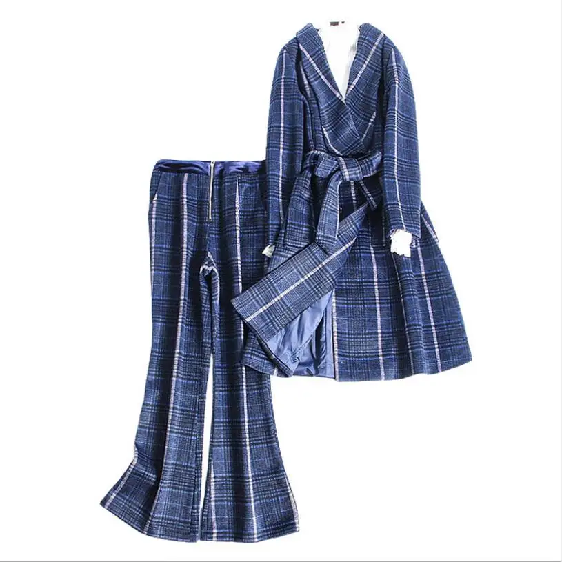 Woolen Two Piece Set 2019 Spring New Style Double-breasted Long Wool Coat and Flare Pants Suits Women
Woolen Two Piece Set 2019 Spring New Style Double-breasted Long Wool Coat and Flare Pants Suits Women