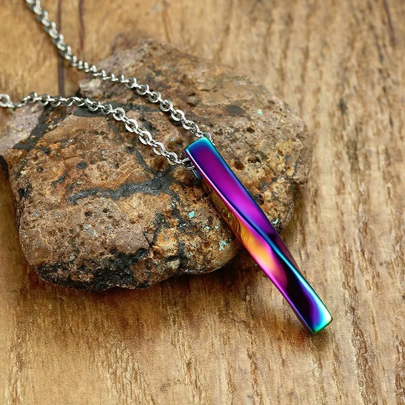 OXIDATION RAINBOW BAR SQUARE TWISTED COLUMN PENDANT NECKLACE FOR MEN STAINLESS STEEL MALE FEMALE COUPLES JEWELRY
OXIDATION RAINBOW BAR SQUARE TWISTED COLUMN PENDANT NECKLACE FOR MEN STAINLESS STEEL MALE FEMALE COUPLES JEWELRY