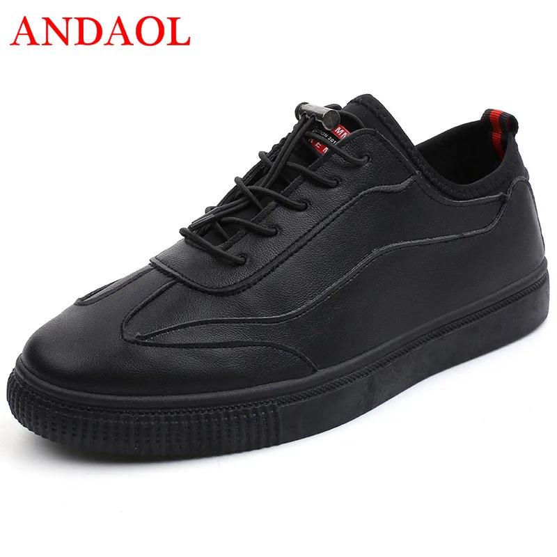 ANDAOL Men's Leather Casual Shoes Fashion Non-Slip Lace-Up Student Casual Trainers Luxury Brand Black Campus Sneakers Zapatos
ANDAOL Men's Leather Casual Shoes Fashion Non-Slip Lace-Up Student Casual Trainers Luxury Brand Black Campus Sneakers Zapatos