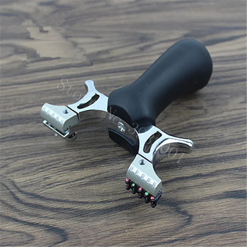 

New Zinc alloy sliding sight point clip flat leather strapless slingshot outdoor shooting hunting