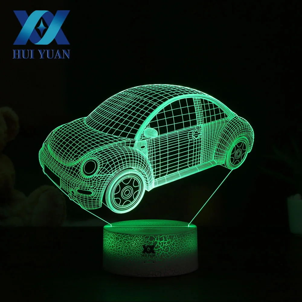 HY светодиодный новые творческие Жук автомобиль 3D лампа USB 7 цветов украшения дома