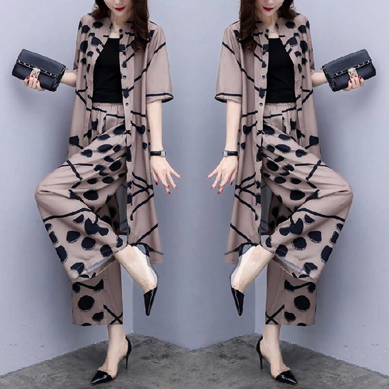 Spring Summer Fashion 2 Piece Set Women Long Cardigan Blouse And Wide Leg Pant Sets Elegant Chiffon Pants Suits
Spring Summer Fashion 2 Piece Set Women Long Cardigan Blouse And Wide Leg Pant Sets Elegant Chiffon Pants Suits