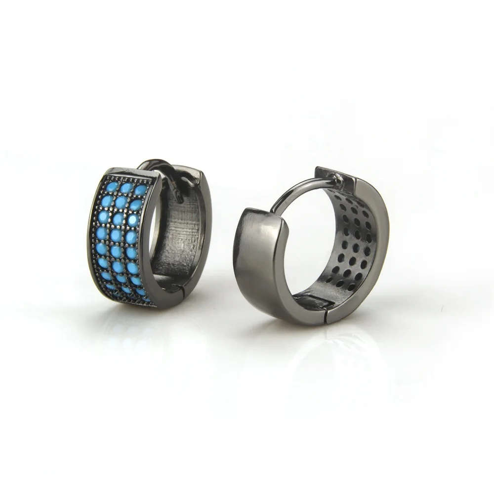 SUNSLL Black Copper Pins Blue Stone Hoop Earrings Women's Fashion Party Jewelry Cobre Nano Brincos | Украшения и аксессуары