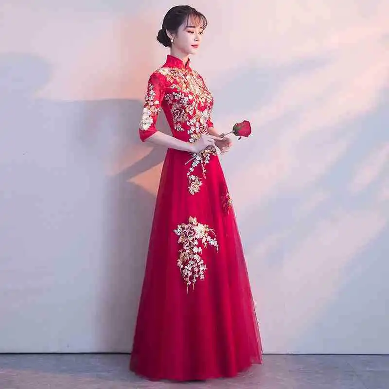 Embroidery Women Chinese Traditional Dress Party Lady Elegance Cheongsam Wedding Dress Vintage Bridesmaid Qipao Evening Dress
Embroidery Women Chinese Traditional Dress Party Lady Elegance Cheongsam Wedding Dress Vintage Bridesmaid Qipao Evening Dress
