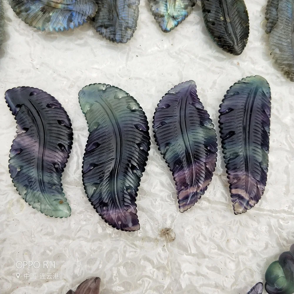 Crystal Carving leaf Natural Colored Fluorspar leaf Hand-carved Fengshui healing Energy Home Ornament
Crystal Carving leaf Natural Colored Fluorspar leaf Hand-carved Fengshui healing Energy Home Ornament