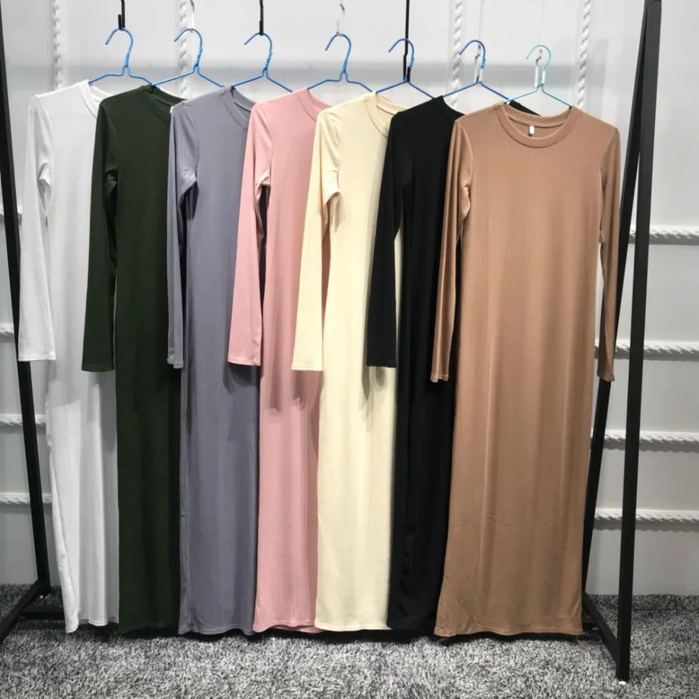2018 хлопковое однотонное мусульманское женское платье с длинным рукавом jalabiyas |