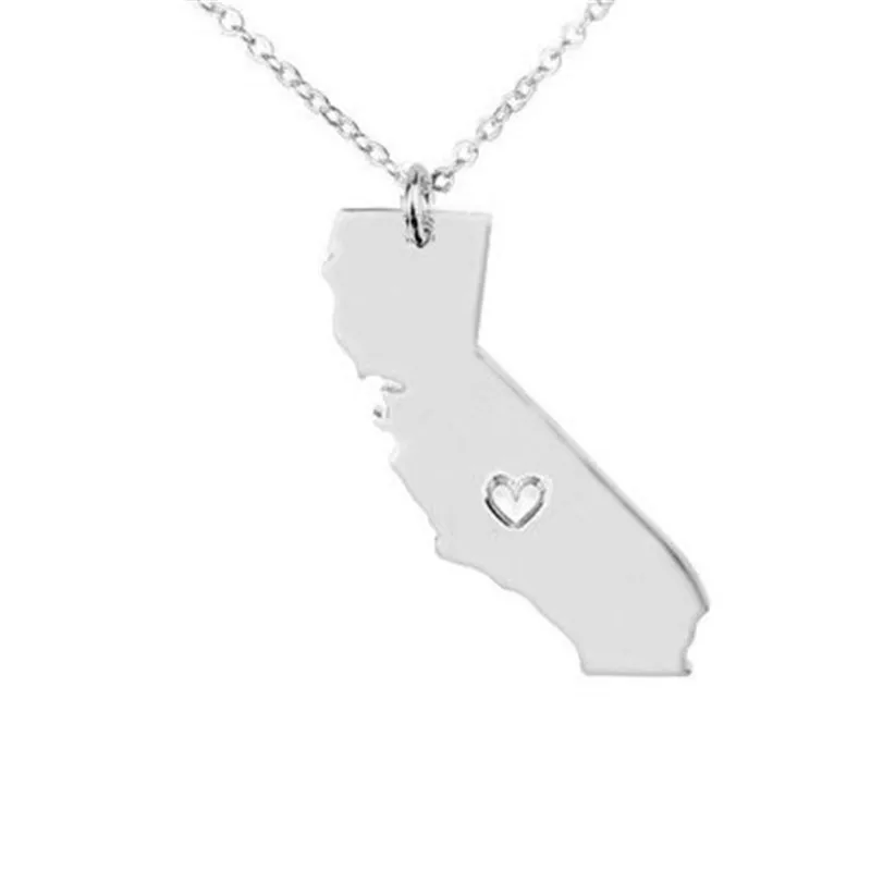 American Stainless Steel Map Pendant California Necklace Men and women Jewelry