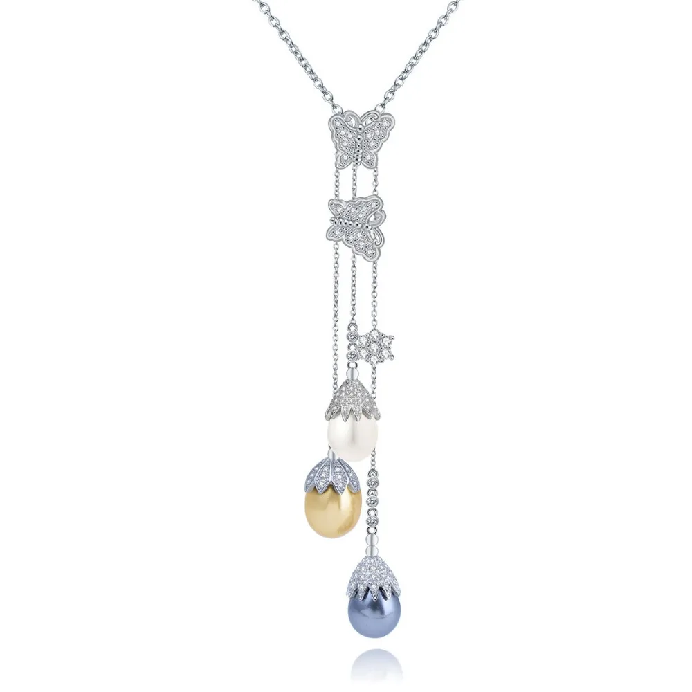 New Design Butterfly Cubic Zircon Luxury Long Tassel Colorful Pearls Pendant Necklace For Young Maturity Woman Gift Jewelry
New Design Butterfly Cubic Zircon Luxury Long Tassel Colorful Pearls Pendant Necklace For Young Maturity Woman Gift Jewelry