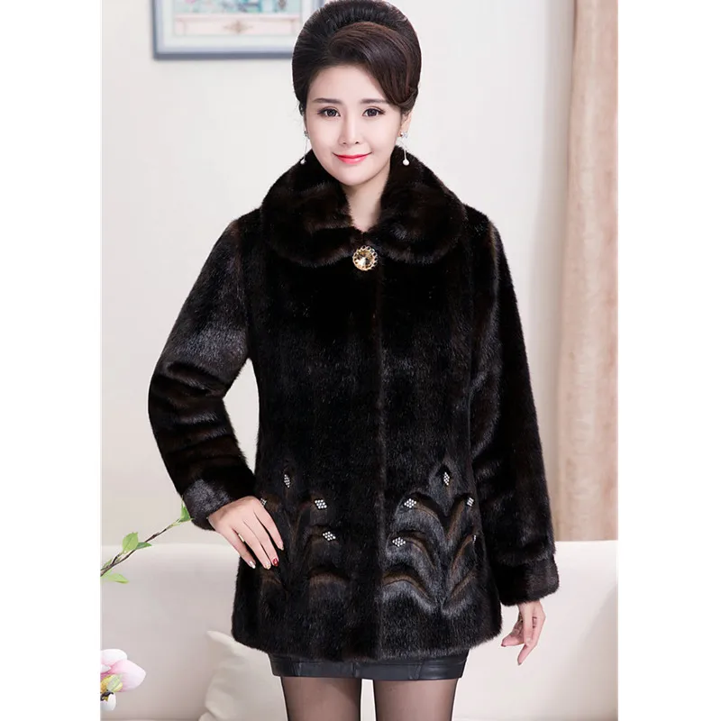 UHYTGF High faux mink fur coat Women's New Plus size 5XL Thicken Winter top mink coat Fashion stripes diamond Female jacket 1167
UHYTGF High faux mink fur coat Women's New Plus size 5XL Thicken Winter top mink coat Fashion stripes diamond Female jacket 1167