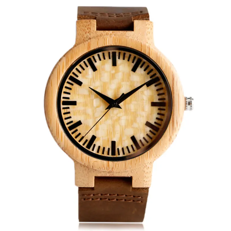 Wood Watches Mens Casual Bamboo Quartz Wristwatches for Men Women Genuine Leather Timepiece Clock Gifts reloj de madera | Наручные часы