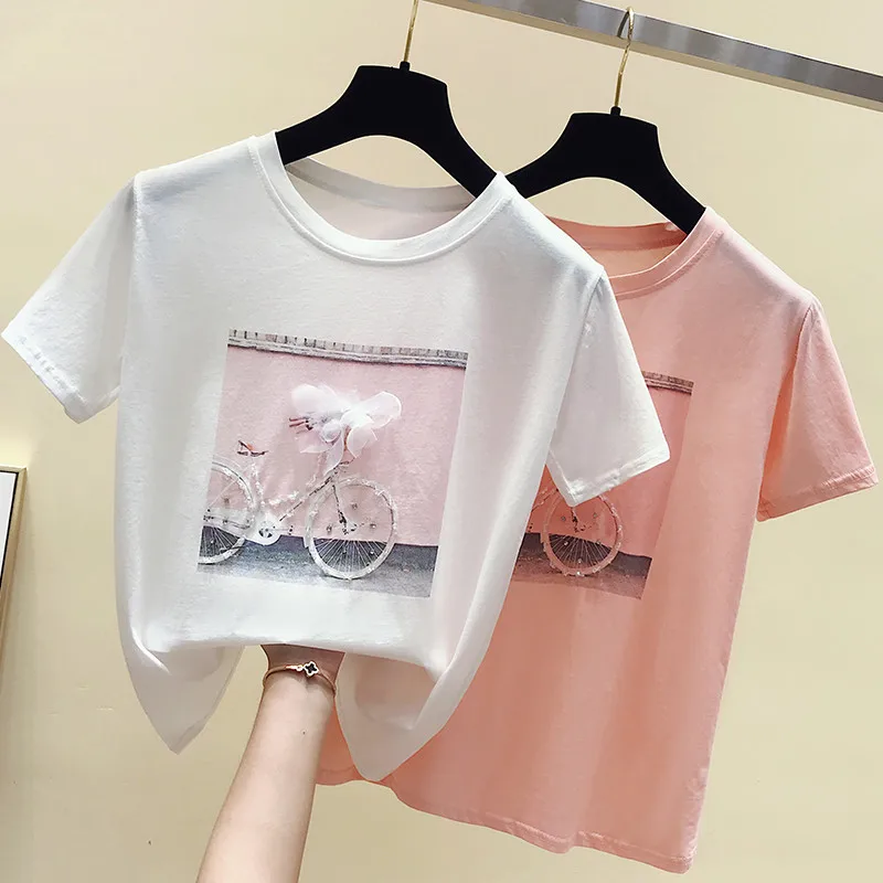 Korea New Spring Summer tshirt Casual Bike Print For Women Short Sleeve T-shirts Female Fashion Funny Women Soft Tshirt
Korea New Spring Summer tshirt Casual Bike Print For Women Short Sleeve T-shirts Female Fashion Funny Women Soft Tshirt