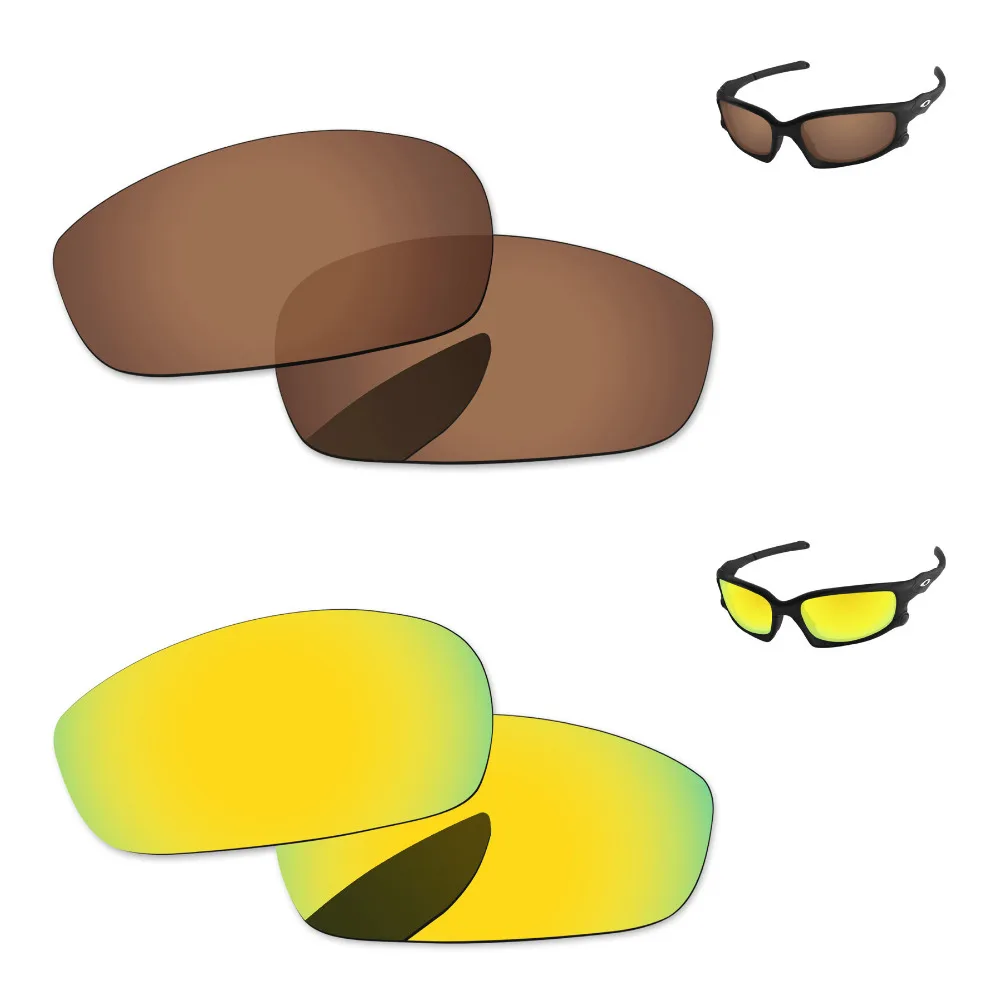 

24 K золотой и Медь коричневый 2 пары Поляризованные замены линзы для Разделение солнечные очки к куртке Frame 100% UVA и UVB Защита
