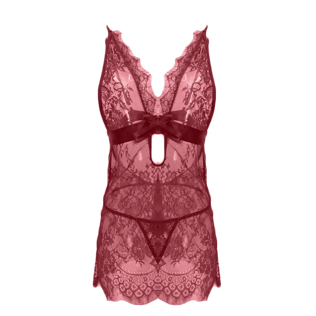 New Women Sexy Lingerie Eyelash Lace Bow Chemise Babydoll Nightwear Open Crotch Underwear Home Dress With Thong Casual Sleepwear
New Women Sexy Lingerie Eyelash Lace Bow Chemise Babydoll Nightwear Open Crotch Underwear Home Dress With Thong Casual Sleepwear