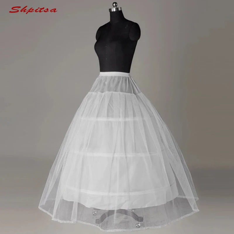 

Белое Бальное Платье, подъюбник с 3 кольцами, длинная Нижняя юбка для свадебного платья, бальное платье, Женская юбка-обруч из кринолина