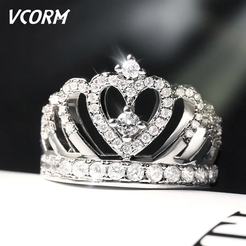 VCORM Fashion Crown Crystal Silver Color Rings Engagement Wedding Women Accessories Charm Cubic Zirconia Ring Jewelry for Women
VCORM Fashion Crown Crystal Silver Color Rings Engagement Wedding Women Accessories Charm Cubic Zirconia Ring Jewelry for Women