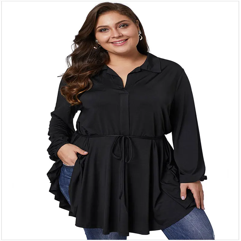 Spring fashion solid color lapel long sleeve waist in Europe and the United States long size xxxxxlT shir womens clothing
Spring fashion solid color lapel long sleeve waist in Europe and the United States long size xxxxxlT shir womens clothing