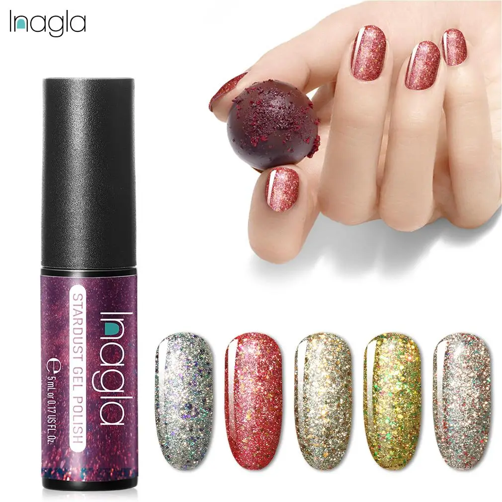 Лак для ногтей Inagla Starry Series 5 мл красный золотой синий отмачиваемый УФ Гель лак