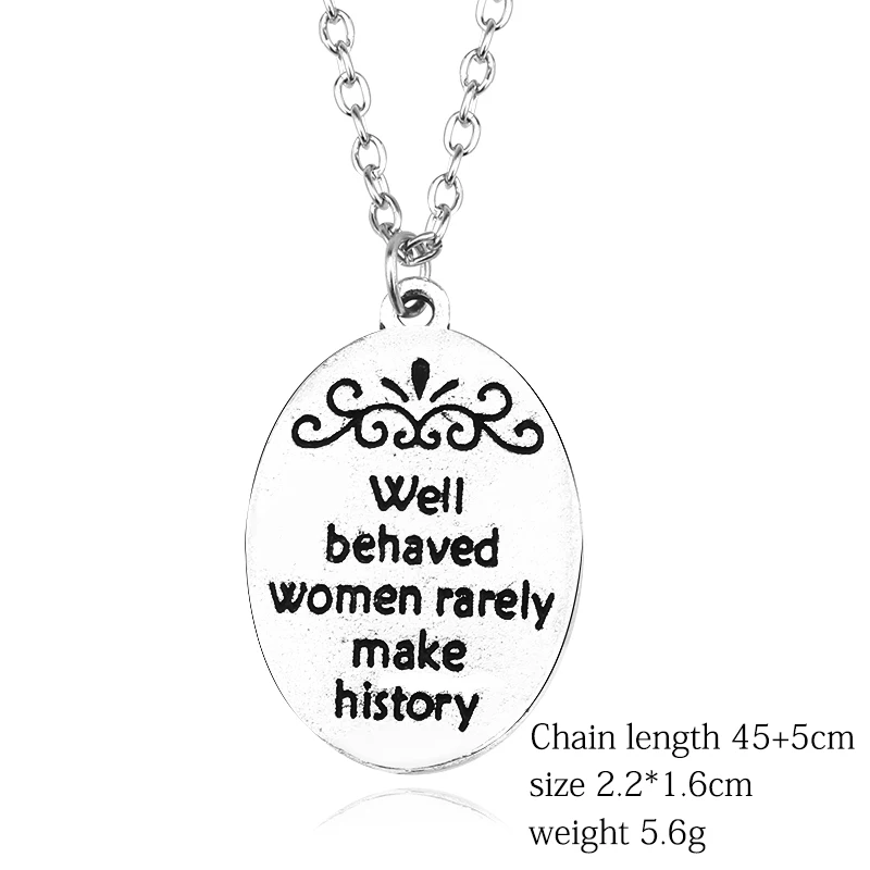 Creative New Jewelry "well Behaved Women Rarely Make History" Geometric Letters Inspirational Necklace Direct Marketing Dropping
Creative New Jewelry "well Behaved Women Rarely Make History" Geometric Letters Inspirational Necklace Direct Marketing Dropping