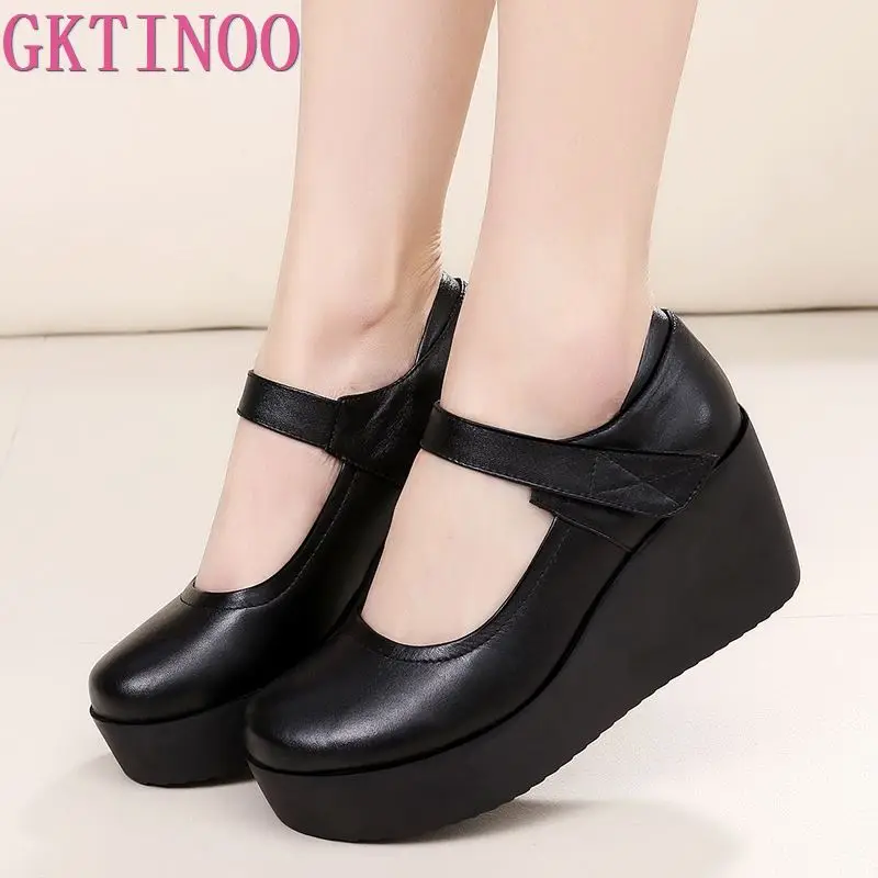 GKTINOO 2020 Spring Genuine Leather Women Pumps Platform Wedges Round Toes Ankle Strap High Heel Women Shoes
GKTINOO 2020 Spring Genuine Leather Women Pumps Platform Wedges Round Toes Ankle Strap High Heel Women Shoes