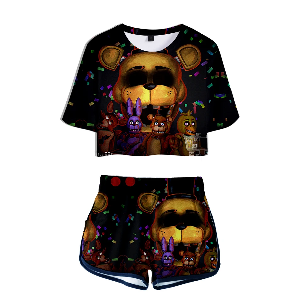 Five Nights at Freddy 3D Printed Women Summer Two Piece Sets Fashion Short Sleeve Crop Top+Shorts 2018 Girls Casual Clothes
Five Nights at Freddy 3D Printed Women Summer Two Piece Sets Fashion Short Sleeve Crop Top+Shorts 2018 Girls Casual Clothes