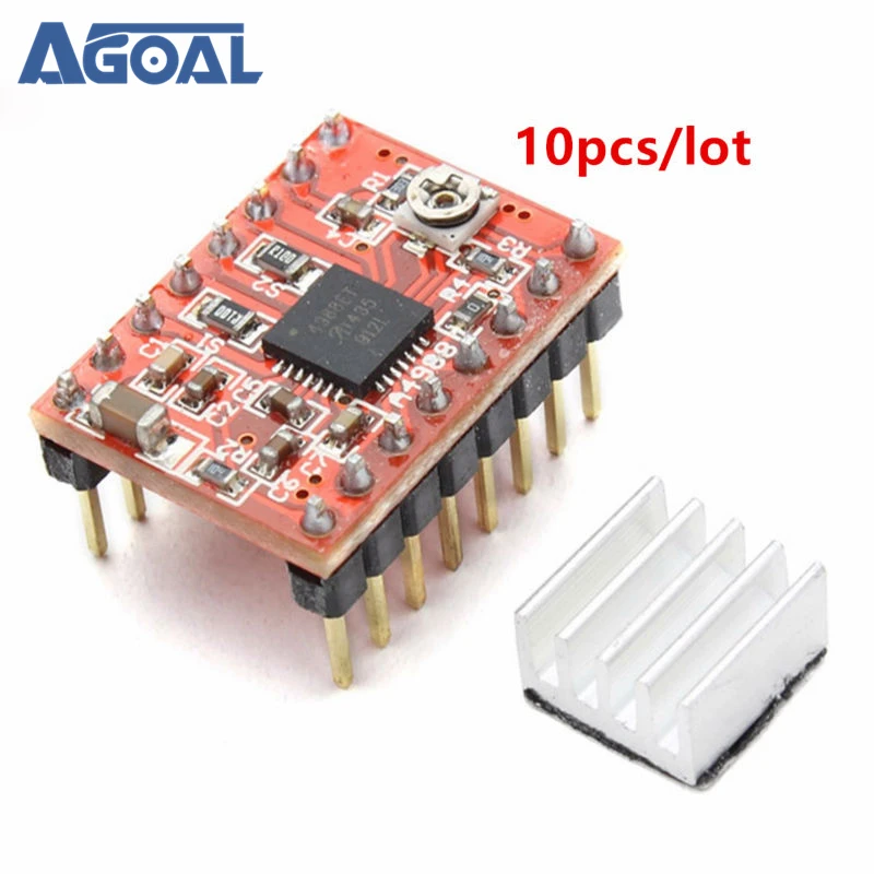 10Pcs/lot 3D Printer A4988 Reprap Stepping Stepper Step Motor Driver Module board with Heatsink
10Pcs/lot 3D Printer A4988 Reprap Stepping Stepper Step Motor Driver Module board with Heatsink