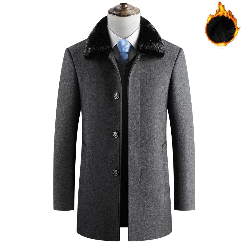2019 Autumn Winter Men Casual Fur Collar Trench Coat Business Wool Coats Slim Fit Windproof Jackets Thick Warm Overcoat-C
2019 Autumn Winter Men Casual Fur Collar Trench Coat Business Wool Coats Slim Fit Windproof Jackets Thick Warm Overcoat-C