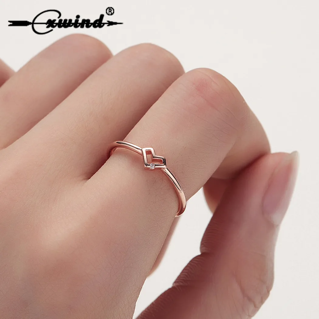 Фото Новинка 2019 кольца в форме сердца Cxwind золотого цвета обручальное кольцо для