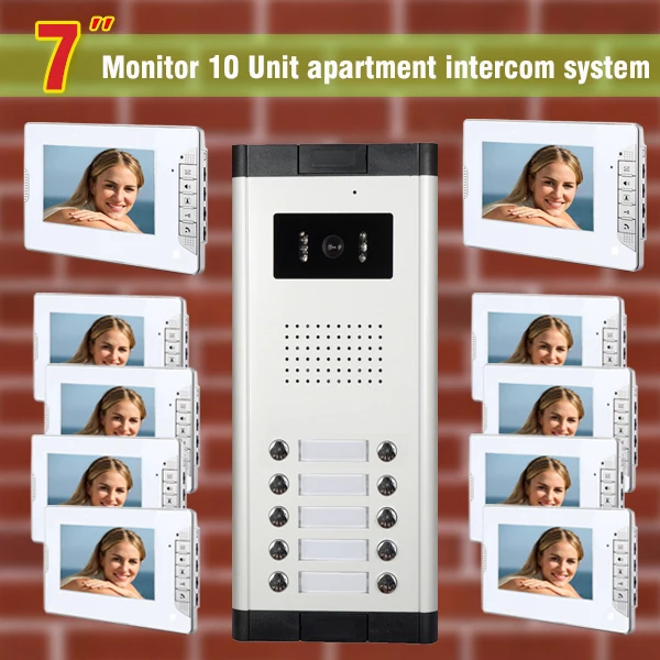 10 шт. видеодомофон для квартир камера ночного видения|apartment intercom system|doorbell systemintercom