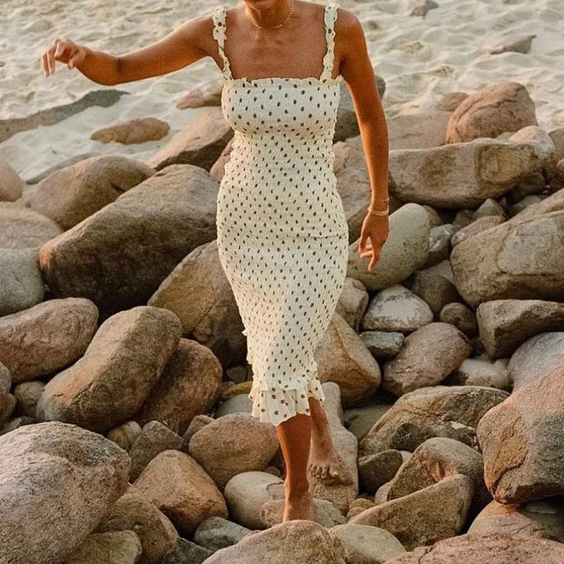 NORMOV Dot Summer Women Dress Strapless Summer Spaghetti Strap Ruffles Knee Length Dress Sleeveless Pencil Office Lady Sundress
NORMOV Dot Summer Women Dress Strapless Summer Spaghetti Strap Ruffles Knee Length Dress Sleeveless Pencil Office Lady Sundress