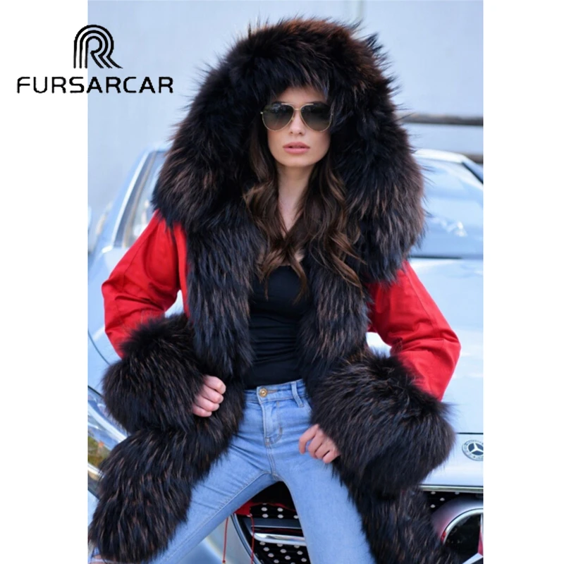 Парка женская FURSARCAR, длинная, с воротником из меха енота и манжетами, Зимняя
Парка женская FURSARCAR, длинная, с воротником из меха енота и манжетами, Зимняя