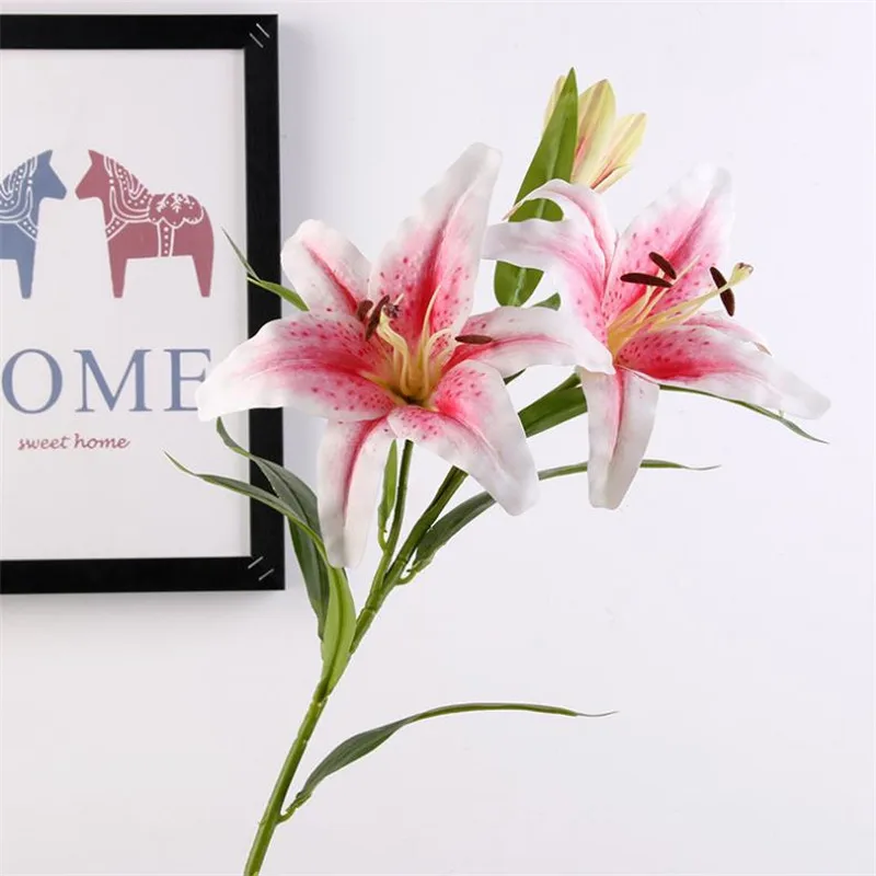 Fake Long Stem Lily (3 heads/piece) Artificial 3D Printed Lilies for Wedding Showcase Decorative Artificial Flowers
Fake Long Stem Lily (3 heads/piece) Artificial 3D Printed Lilies for Wedding Showcase Decorative Artificial Flowers