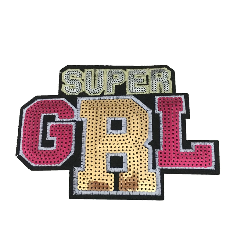 New Arrival SUPER GIRL Iron on Patches for Clothing Letters Sequined Embroidery Applique Patch Sewing DIY Decoration
New Arrival SUPER GIRL Iron on Patches for Clothing Letters Sequined Embroidery Applique Patch Sewing DIY Decoration