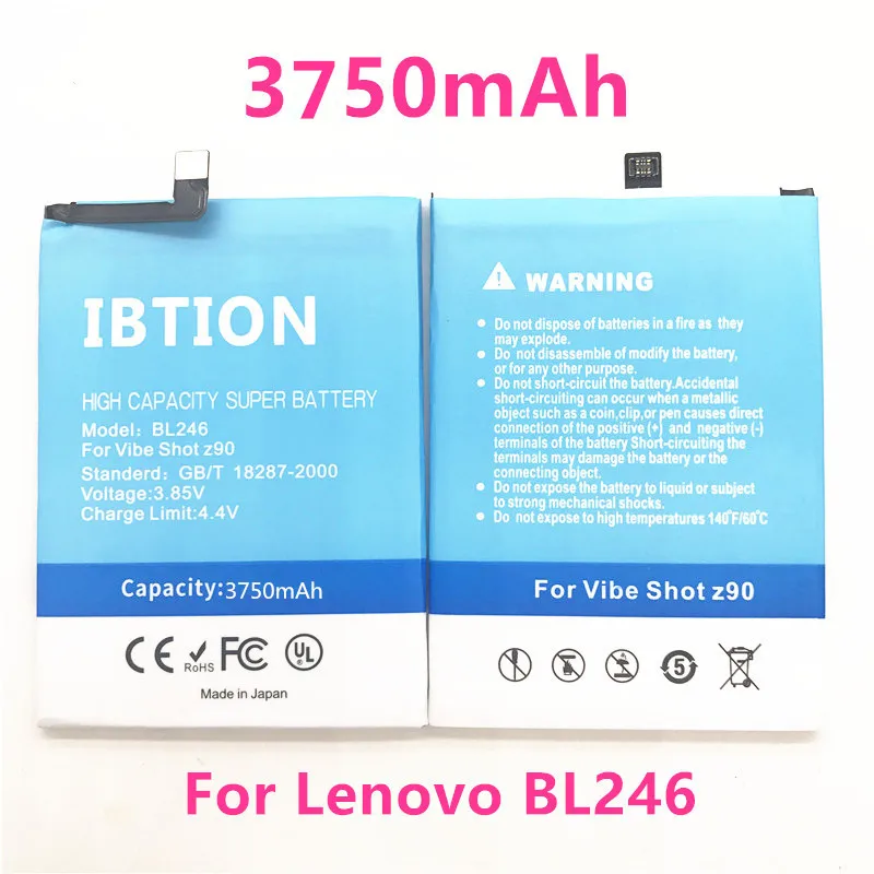 IBTION 3750 mAh BL246 батарея высокого качества для Lenovo Vibe Shot Z90/Z90 3/Z90 7|Аккумуляторы